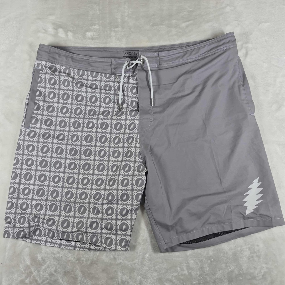 SEC‎ 119 Board Shorts Men's 44 Gray 8.5" Inseam Beach Pool Casual Grateful Dead